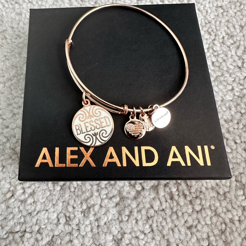 Alex and Ani Rose Gold Blessed Charm Bracelet